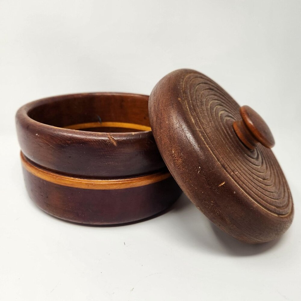 Vintage Antique Hand Turned Wood Oak?‎ Humidor Tobacco Humidifier with Lid, Wood